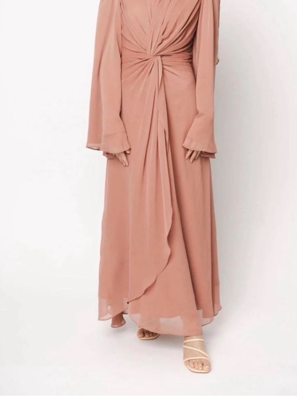 Elegant Twist-Front Maxi Dress in Dusty Rose